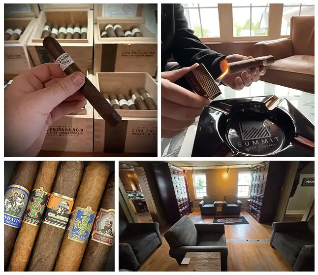 Liga Privada Cigars, Foundation Cigars, Arturo Fuente Cigars, and more, with locker storage, at Summit Cigar Co., the best cigar lounge destination in Northeast Ohio.