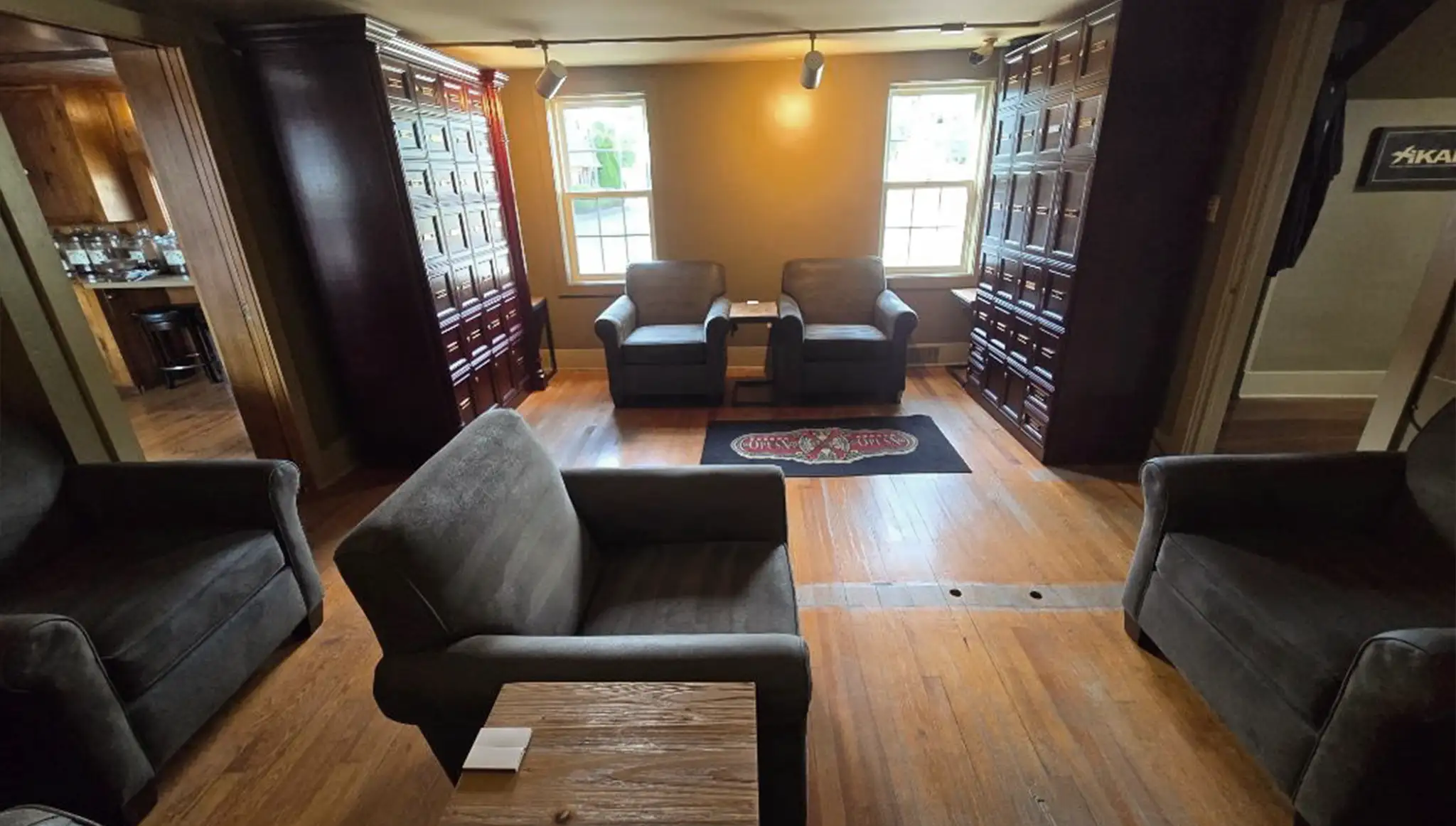Cigar lockers and lounge seating at Summit Cigar Co. in Bath, Ohio